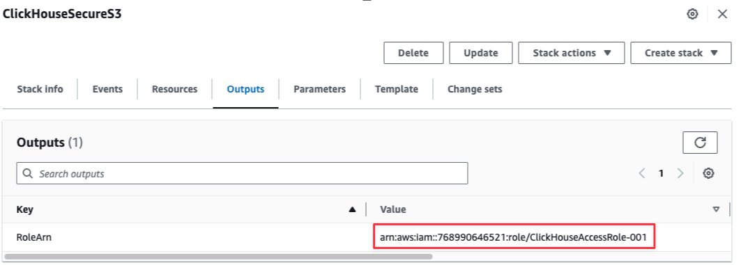 CloudFormation stack output showing IAM Role ARN - Zoomed